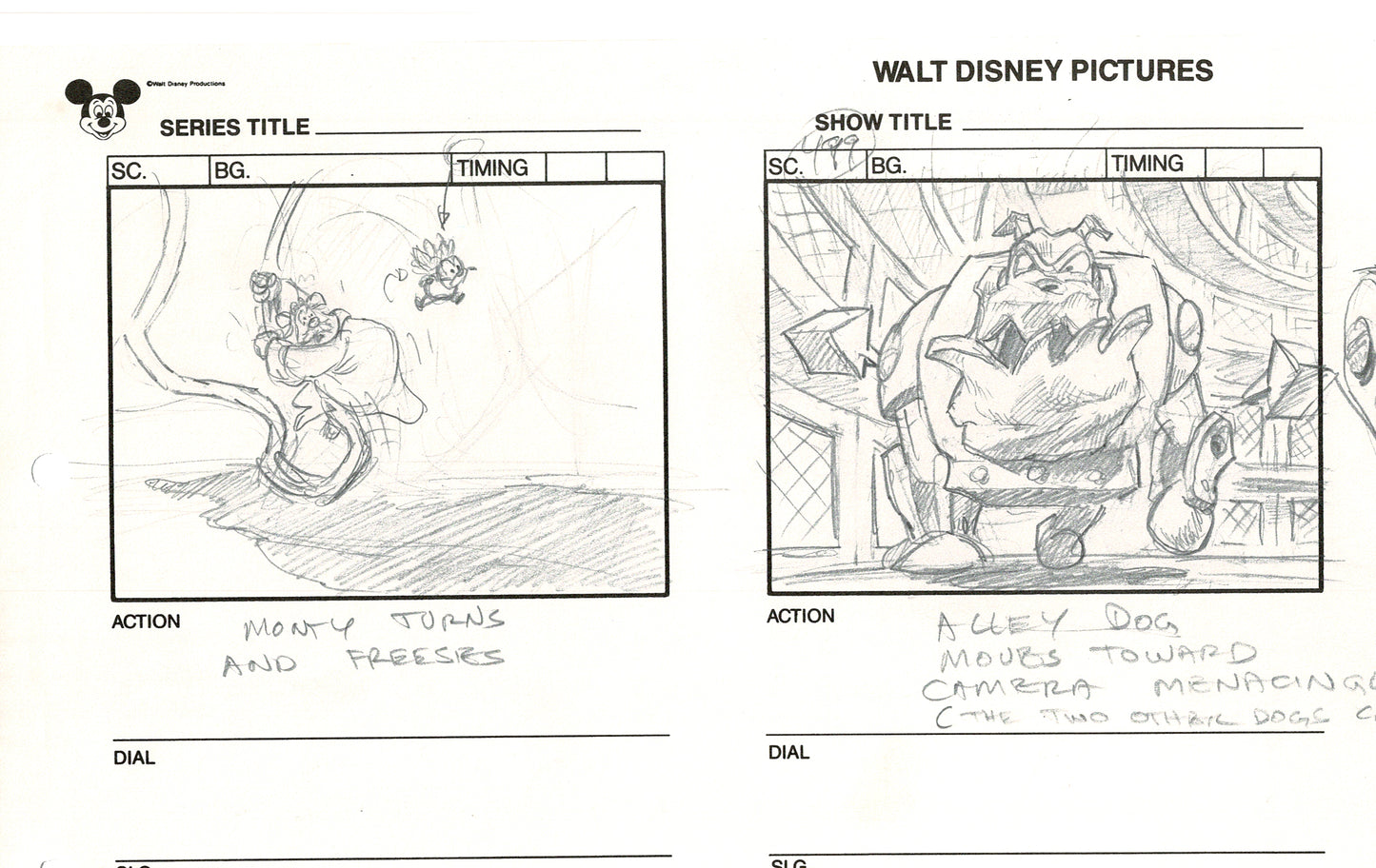 Chip n Dale Rescue Rangers Original Production Animation Storyboard Walt Disney FIRST EPISODE 1988 A123