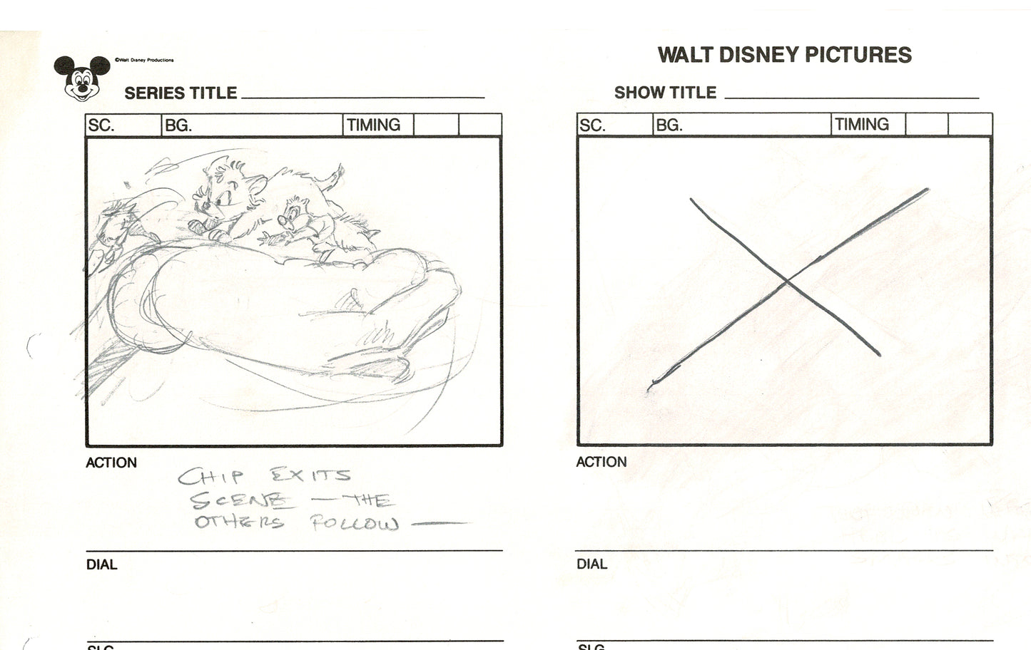 Chip n Dale Rescue Rangers Original Production Animation Storyboard Walt Disney FIRST EPISODE 1988 A135
