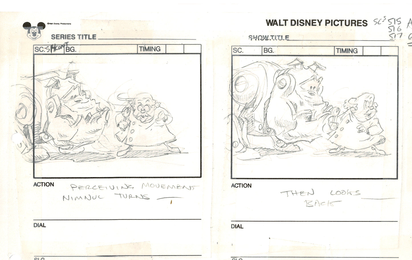 Chip n Dale Rescue Rangers Original Production Animation Storyboard Walt Disney FIRST EPISODE 1988 A138