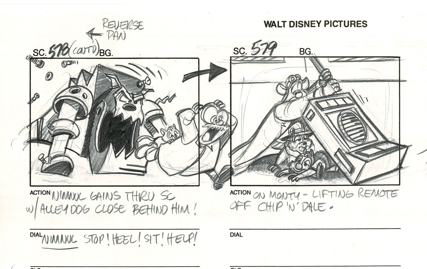 Chip n Dale Rescue Rangers Original Production Animation Storyboard Walt Disney FIRST EPISODE 1988 A170
