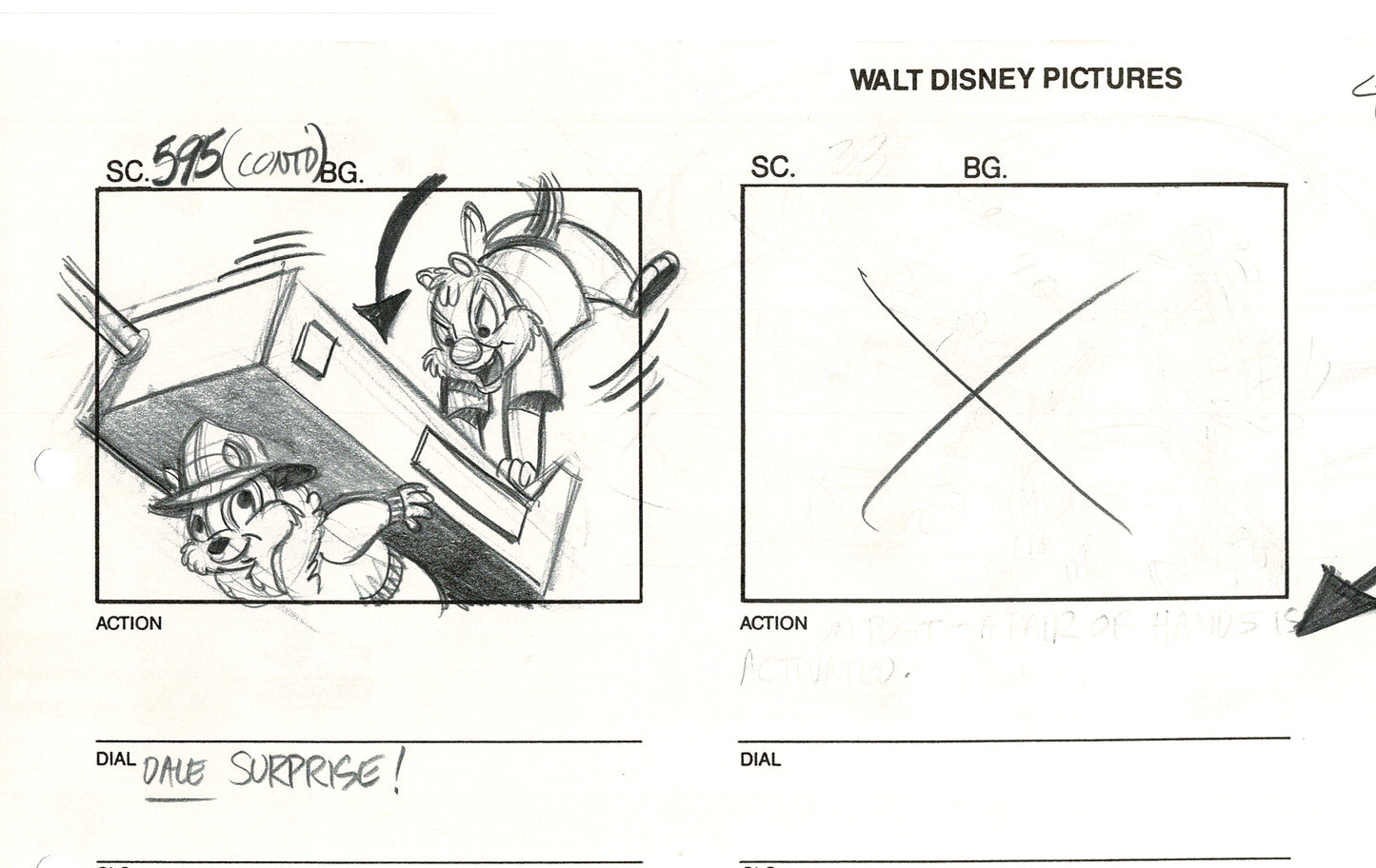 Chip n Dale Rescue Rangers Original Production Animation Storyboard Walt Disney FIRST EPISODE 1988 A181
