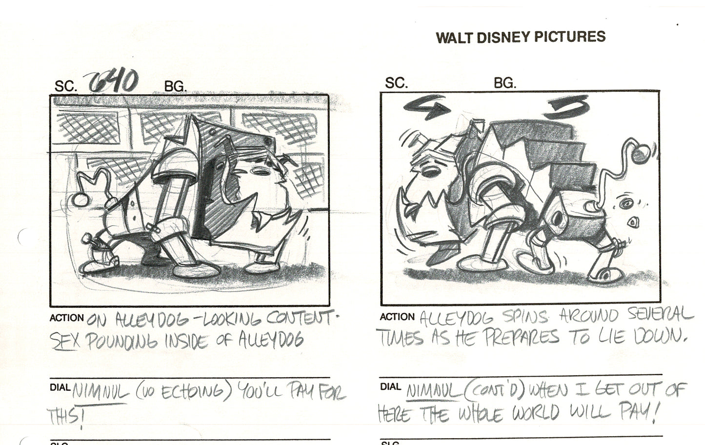 Chip n Dale Rescue Rangers Original Production Animation Storyboard Walt Disney FIRST EPISODE 1988 A201
