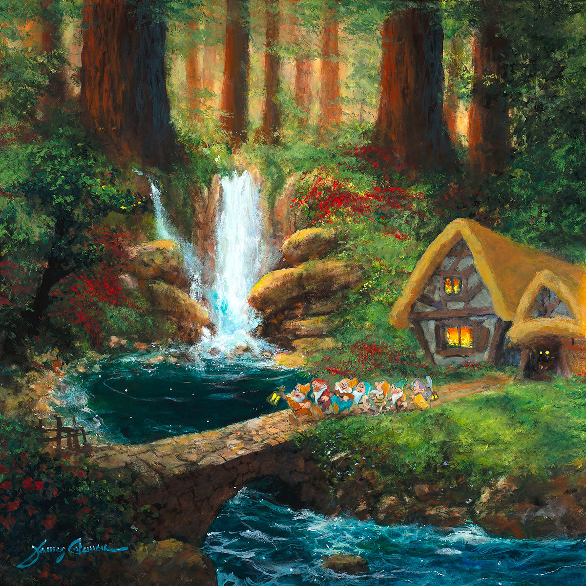 Snow White and the Seven Dwarfs Walt Disney Fine Art James Coleman Signed Limited Edition of 195 Print on Canvas "Off We Go"
