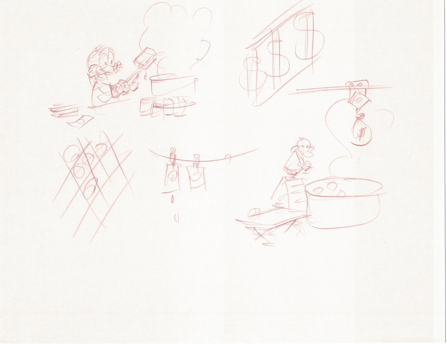 DUCKTALES Walt Disney Production Animation Drawing from Animator Wendell Washer's Estate 87-90 2-4
