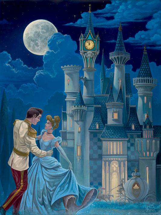 Cinderella Walt Disney Fine Art Jared Franco Signed Limited Edition of 195 Print on Canvas "Dancing in the Moonlight"