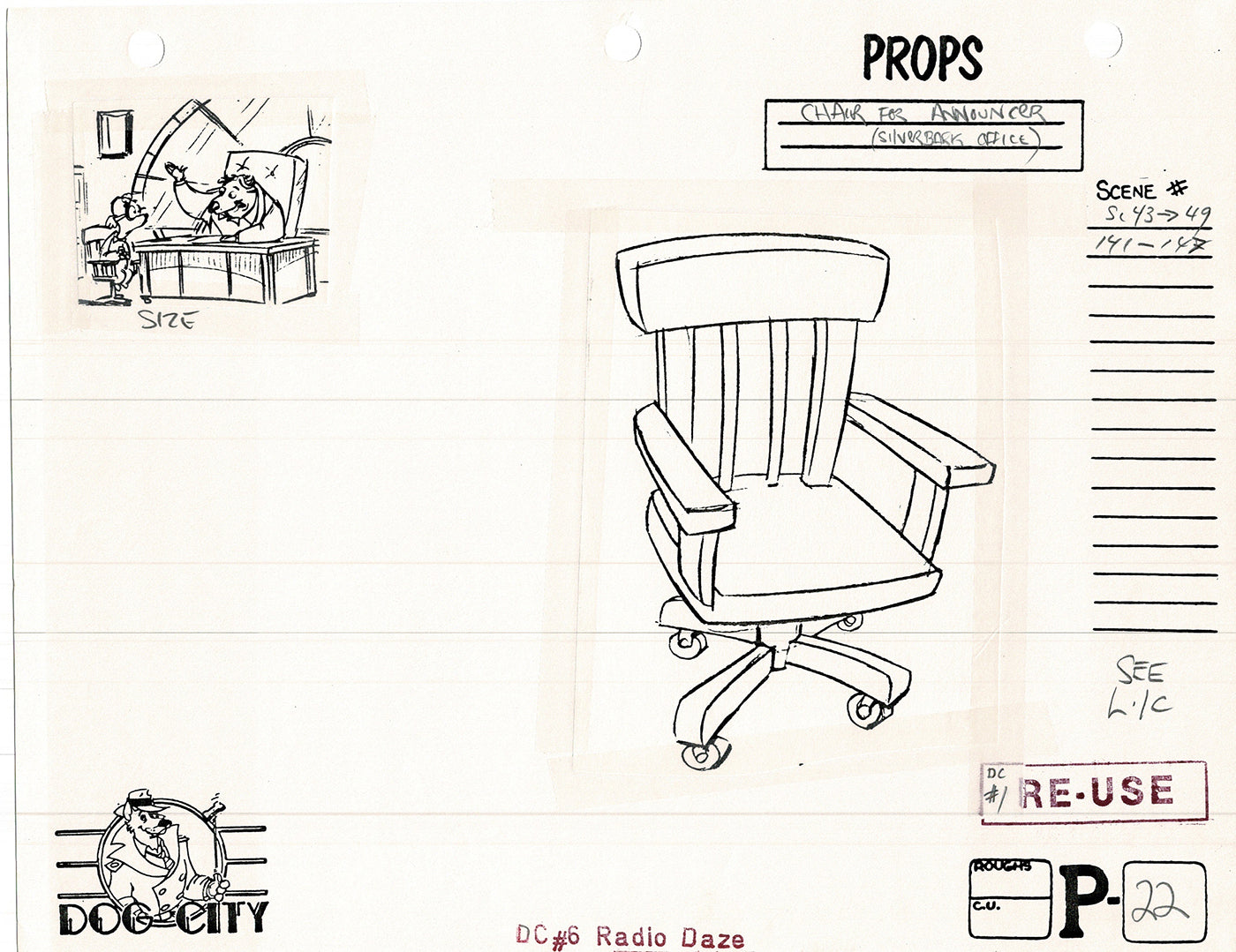 Dog City Grp of 3 Animation Model Sheets Cartoon Henson Fox Nelvana 1992-4 A-028
