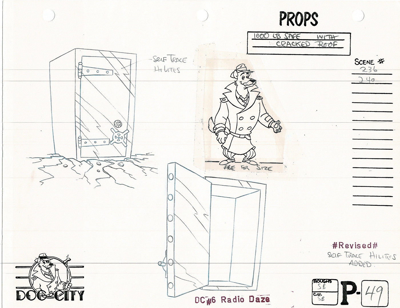 Dog City Grp of 3 Animation Model Sheets Cartoon Henson Fox Nelvana 1992-4 A-052