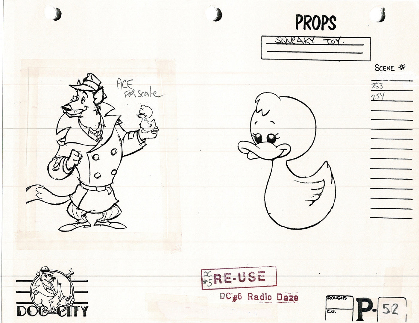Dog City Grp of 3 Animation Model Sheets Cartoon Henson Fox Nelvana 1992-4 A-058