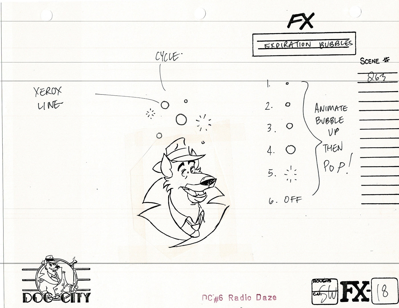 Dog City Grp of 3 Animation Model Sheets Cartoon Henson Fox Nelvana 1992-4 A-127