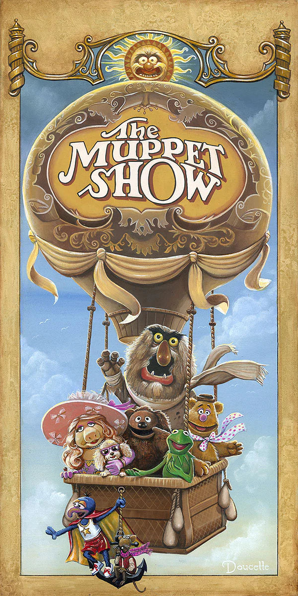 The Muppets Walt Disney Fine Art Bob Doucette Signed Limited Edition of 95 Print on Canvas "It's Time to Raise the Curtain"