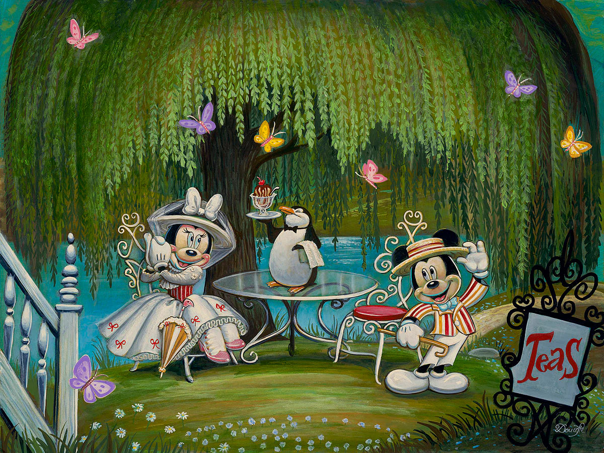 Mickey Mouse n Minnie Mouse as Mary Poppins Walt Disney Fine Art Bob Doucette Signed Limited Edition of 195 Print on Canvas "Minnie Poppins"