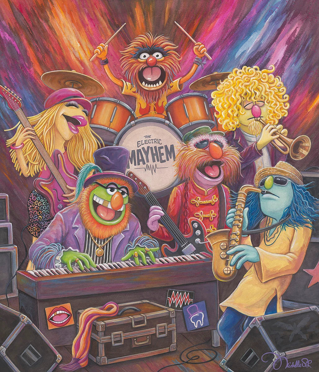 Muppets Christmas Walt Disney Fine Art Michelle St. Laurent Signed Limited Edition of 195 Print on Canvas Electric Mayhem Unleashed