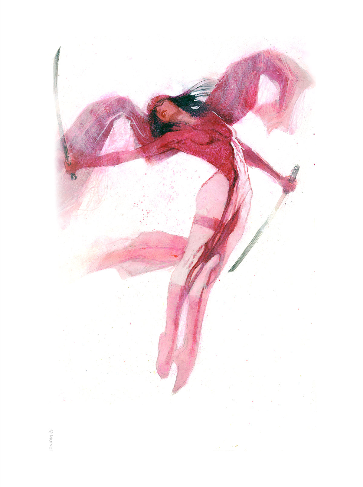 Elektra Marvel Bill Sienkiewicz SIGNED Crimson Grace Paper Print Limited Edition of 50 - REGULAR Edition