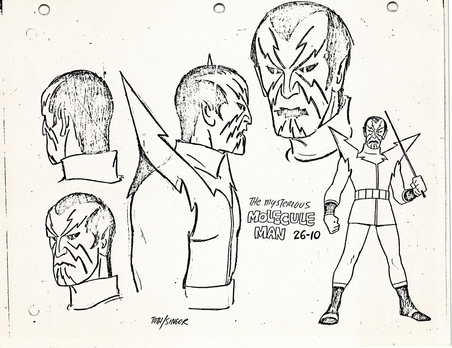 Fantastic Four 1967 Alex Toth Production Model Sheet Copy Lot of 8 Pages from Hanna Barbera