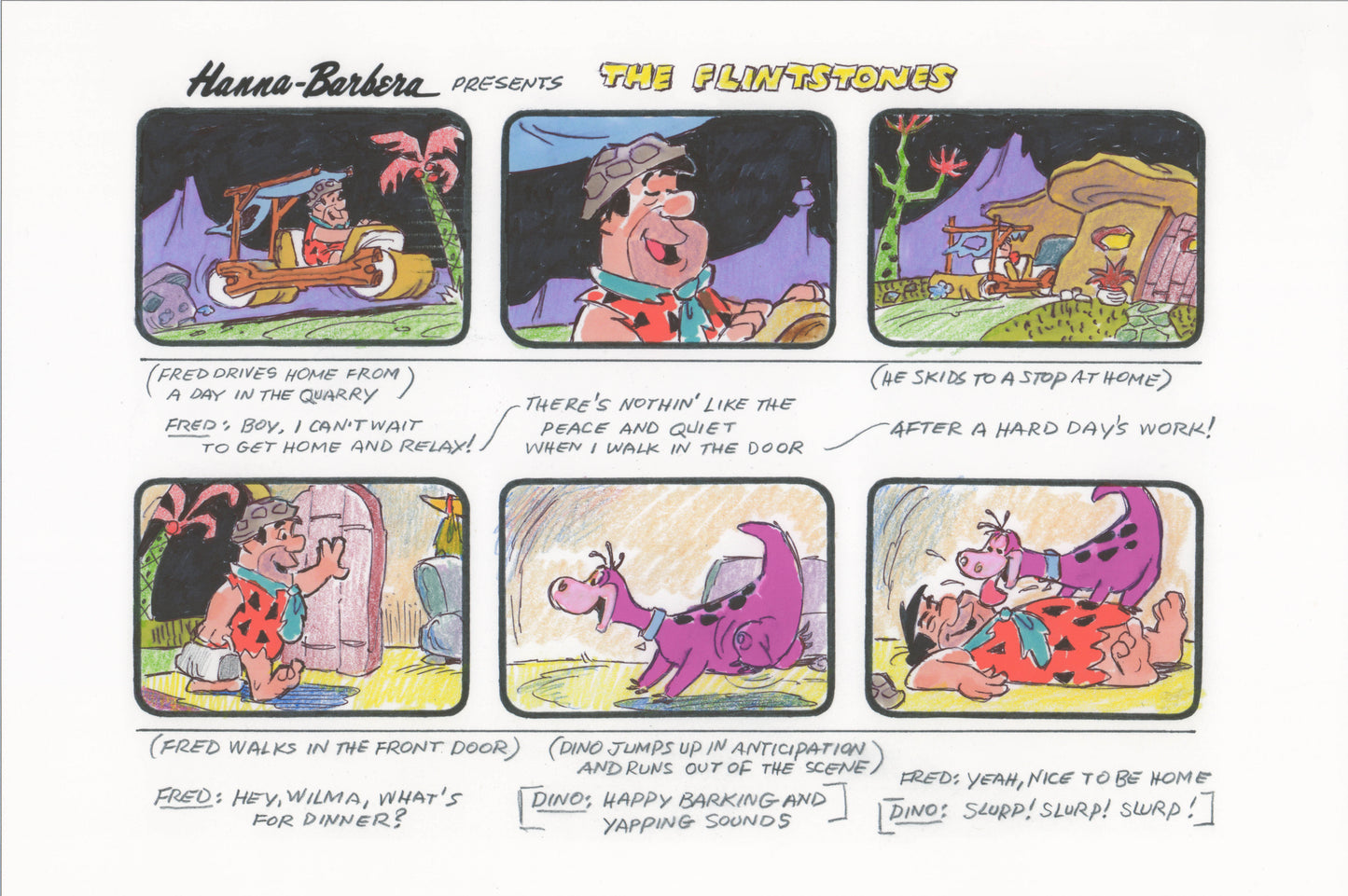 The Flintstones Bob Singer SIGNED Limited Edition Giclee PRINT on Paper - "Storyboard" - PRINTERS PROOF Edition of 25