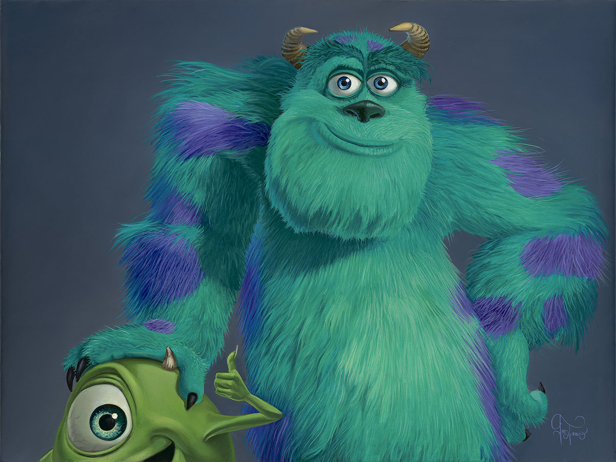 art of monsters inc Monsters Inc Pixar Walt Disney Fine Art Jared Franco Signed Limited Edition of 195 Print on Canvas "Mike and Scully"