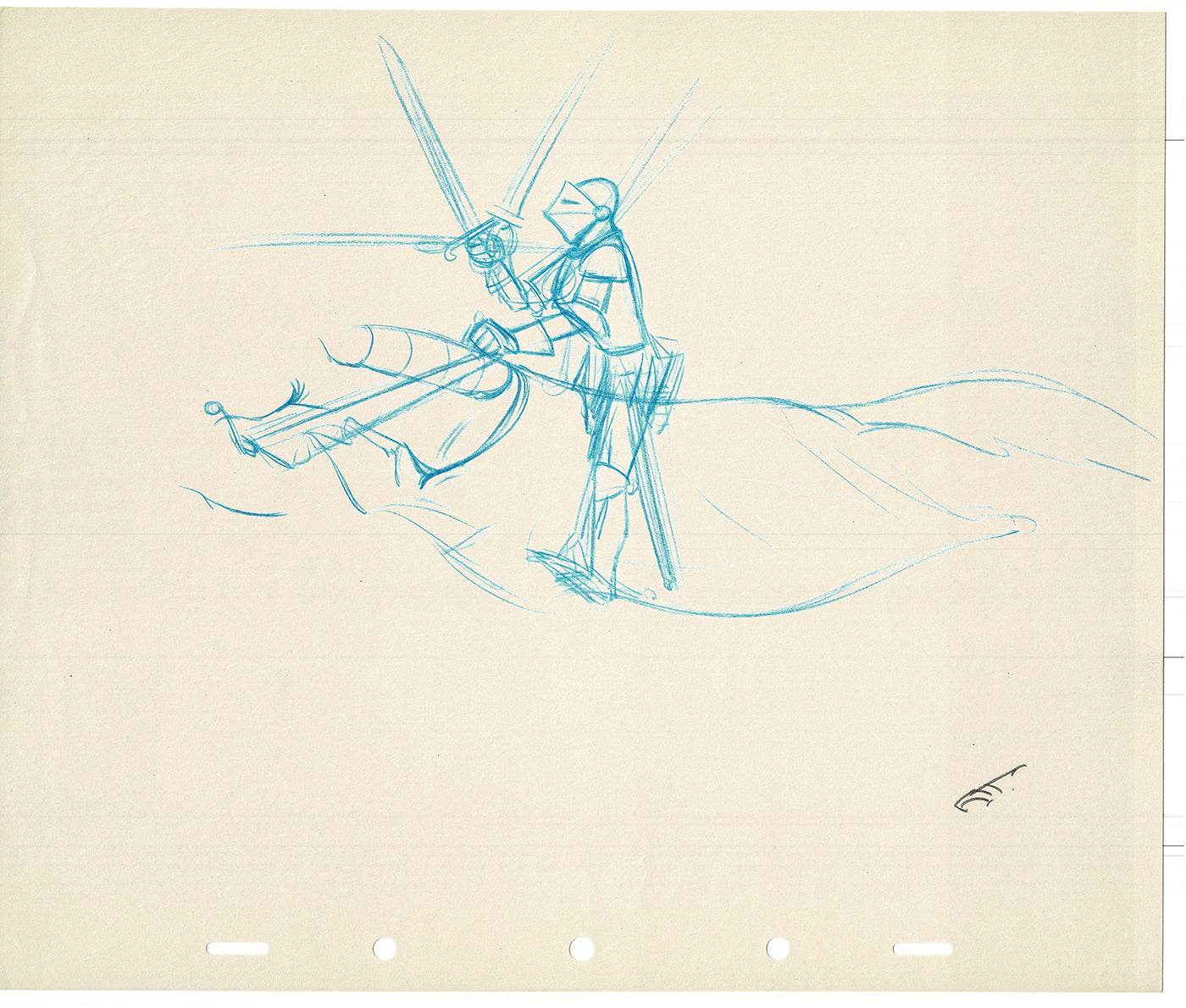 Bill Tytla Disney Animator Rough Knight Animation Drawing Vintage TG-08