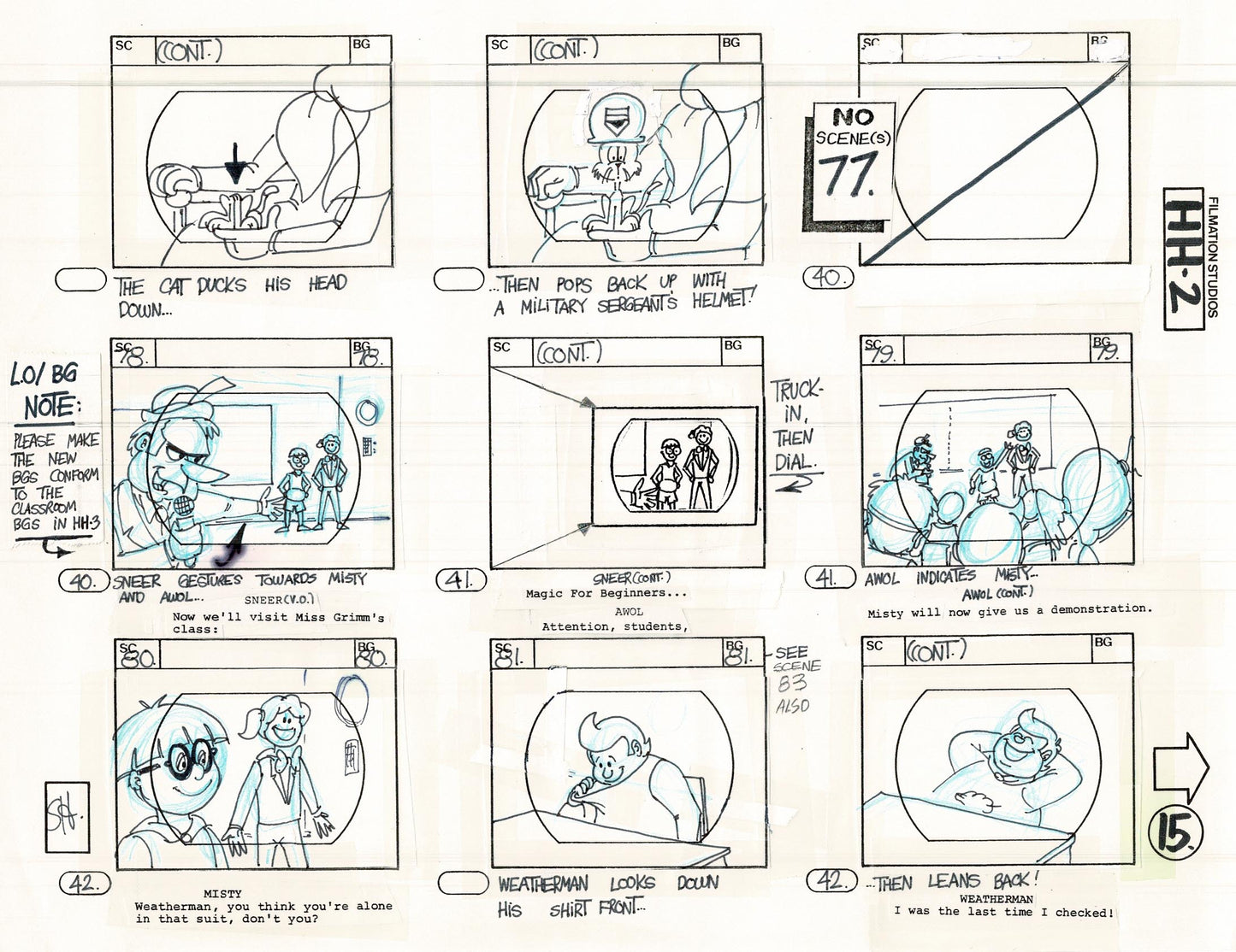 Hero High 1981 Production Animation Storyboard Page Filmation B-017