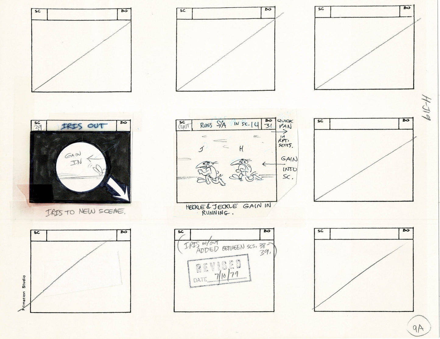 Heckle and Jeckle Storyboard Art Cartoon 2 Pages Vintage Filmation 1979 B-011n12