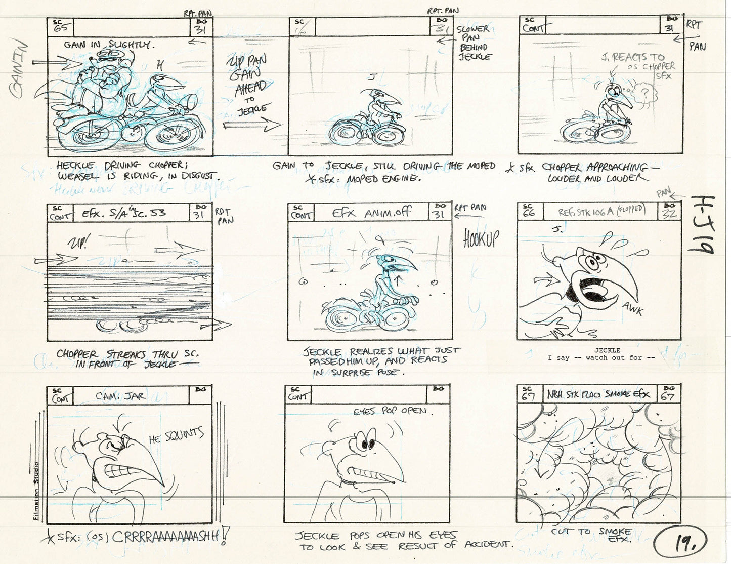 Heckle and Jeckle Storyboard Art Cartoon 2 Pages Vintage Filmation 1979 B-025n26