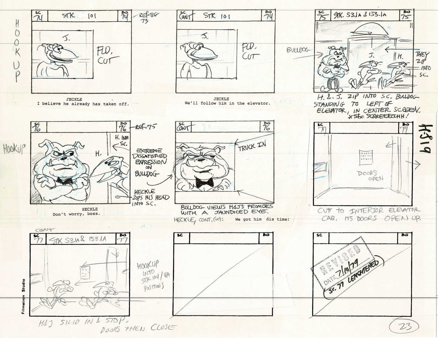 Heckle and Jeckle Storyboard Art Cartoon 2 Pages Vintage Filmation 1979 B-029n30