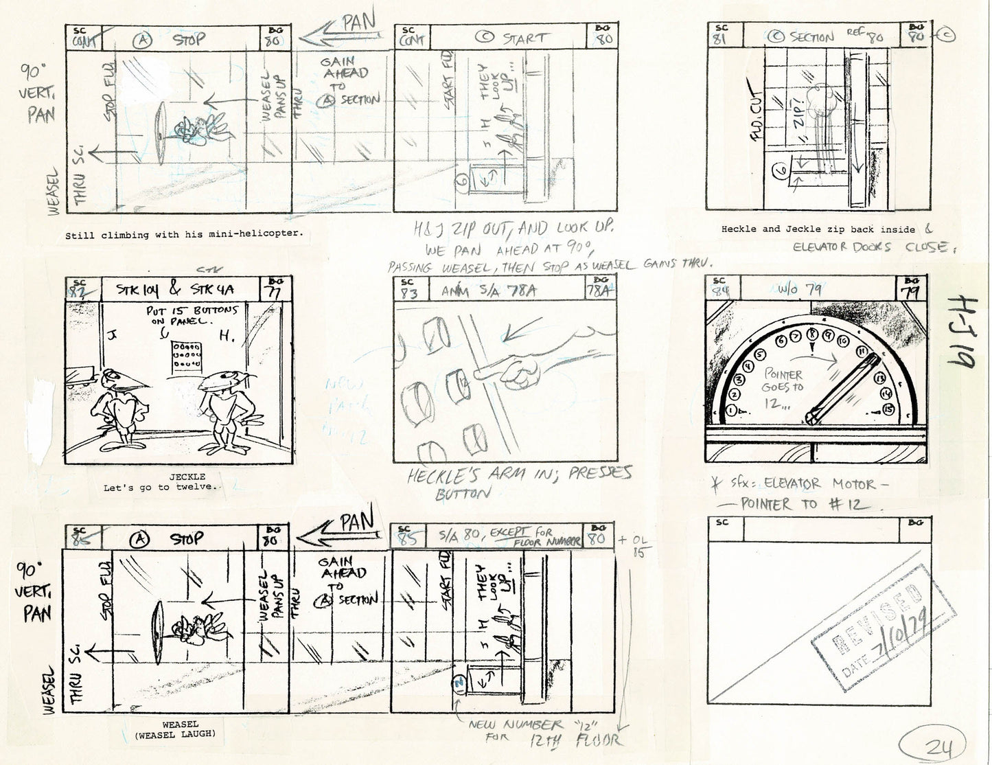 Heckle and Jeckle Storyboard Art Cartoon 2 Pages Vintage Filmation 1979 B-031n32