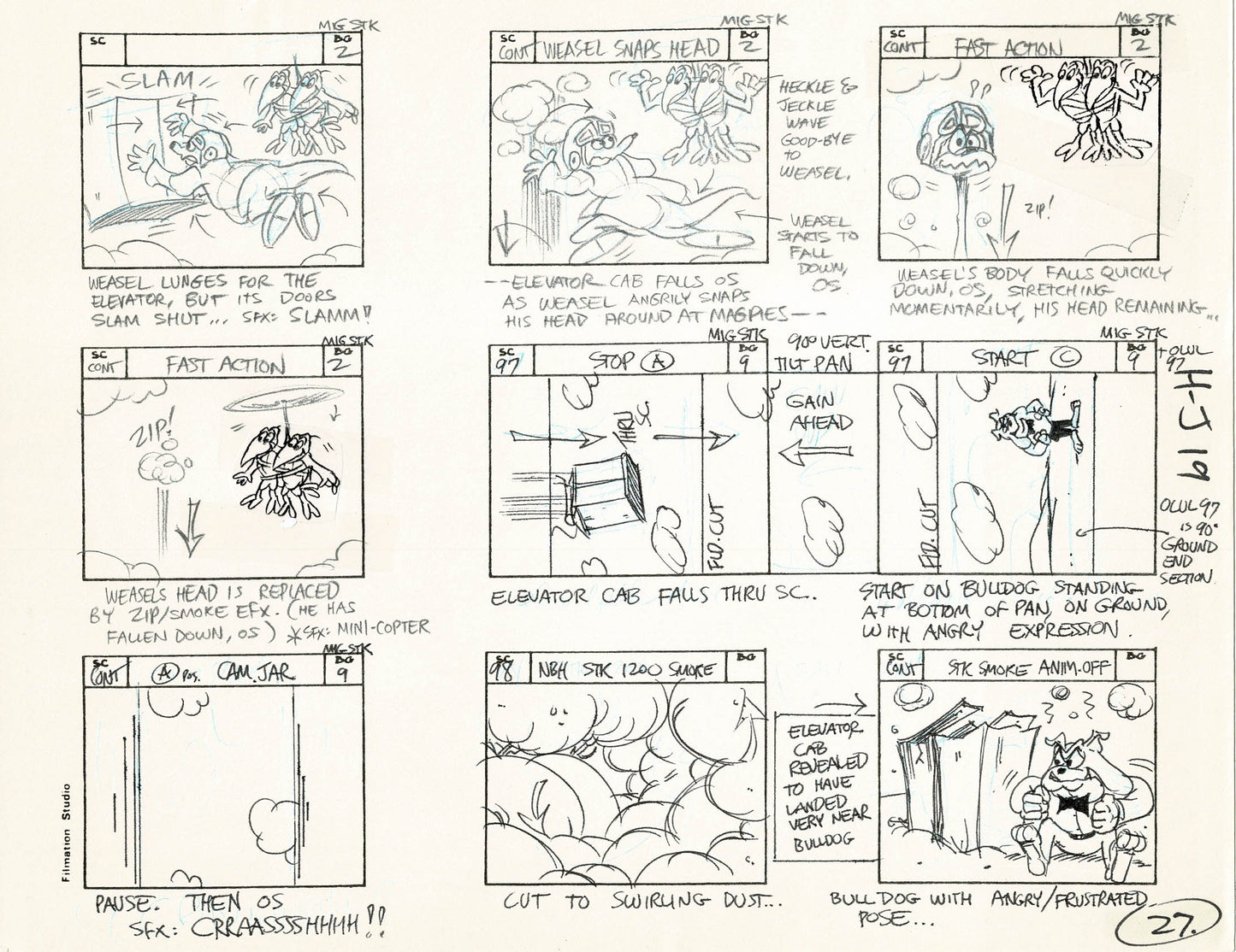 Heckle and Jeckle Storyboard Art Cartoon 2 Pages Vintage Filmation 1979 B-035n36