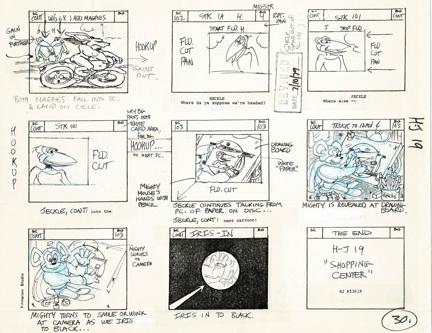 Heckle and Jeckle Storyboard Art Cartoon Page Vintage Filmation 1979 B-039