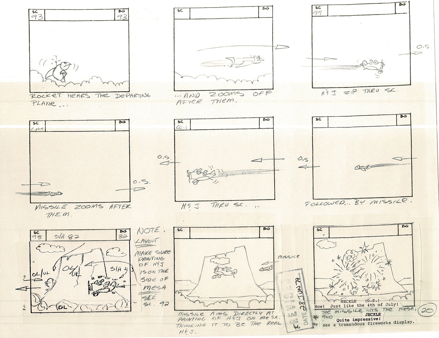 Heckle and Jeckle Storyboard Art Cartoon 2 Pages Vintage Filmation 1979 F-25
