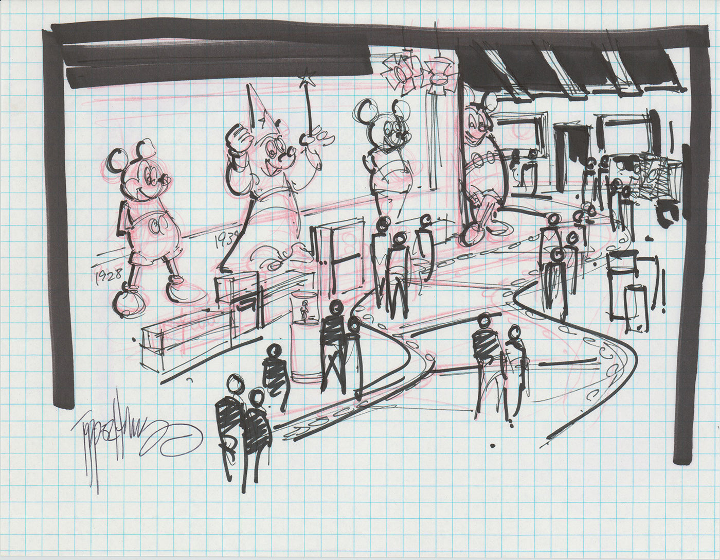 Disneyland Attraction California Adventure Plan Drawing Imagineer Original 1996 B197