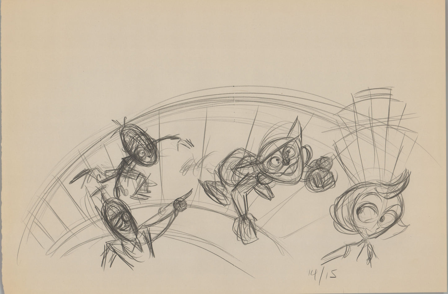 2 LOT Walt Disney Meet The Robinsons Original Book Page Illustration Drawing by Len Smith 560