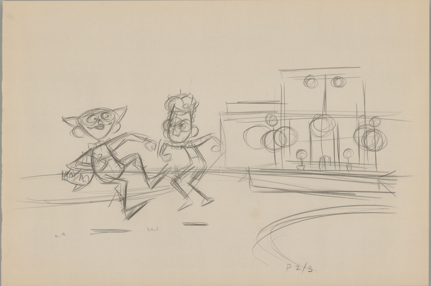 2 LOT Walt Disney Meet The Robinsons Original Book Page Illustration Drawing by Len Smith 564