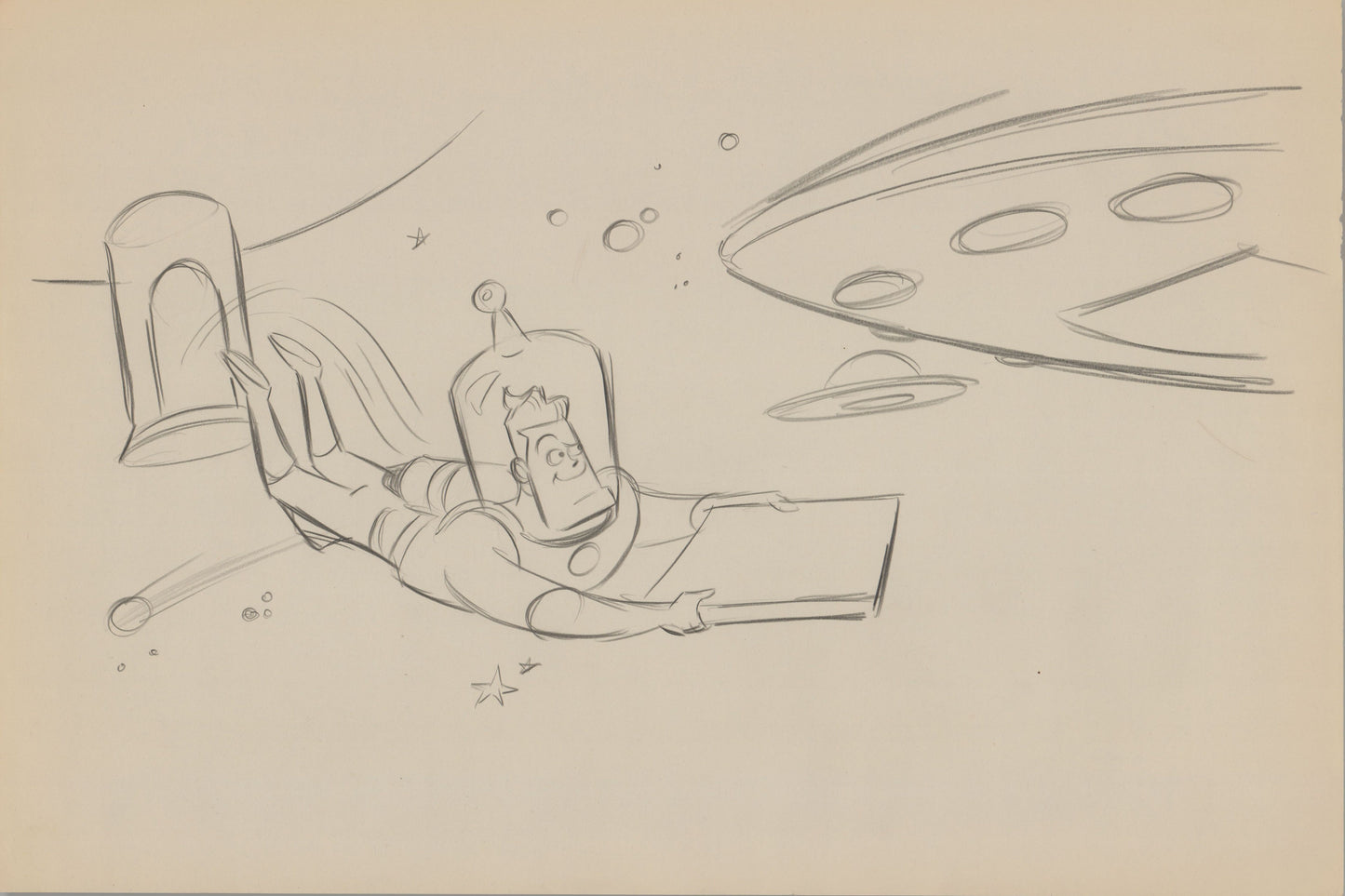 Walt Disney Meet The Robinsons Original Book Page Illustration Drawing by Len Smith 569