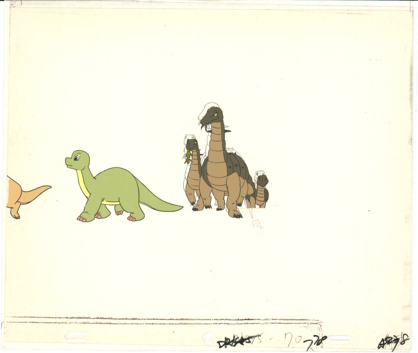 2 LOT of Dink the Little Dinosaur Production Animation Cels and Drawing (stuck) from Ruby Spears 1989-91 C918-19