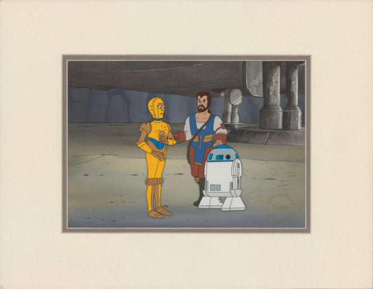 Star Wars Droids C-3PO R2D2 and Mungo Original Production Animation Art Cel from Nelvana 1985-1986 1