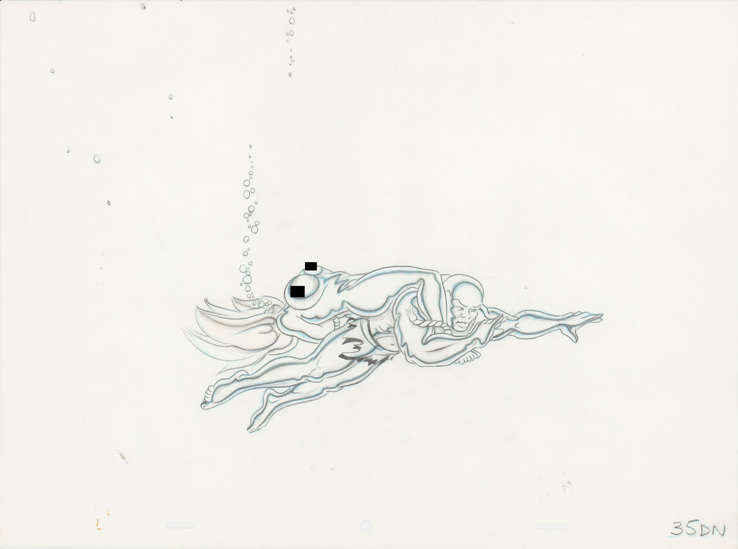 Heavy Metal Den 1981 Original Production Animation Cel Drawing of Katherine and Den 35dn