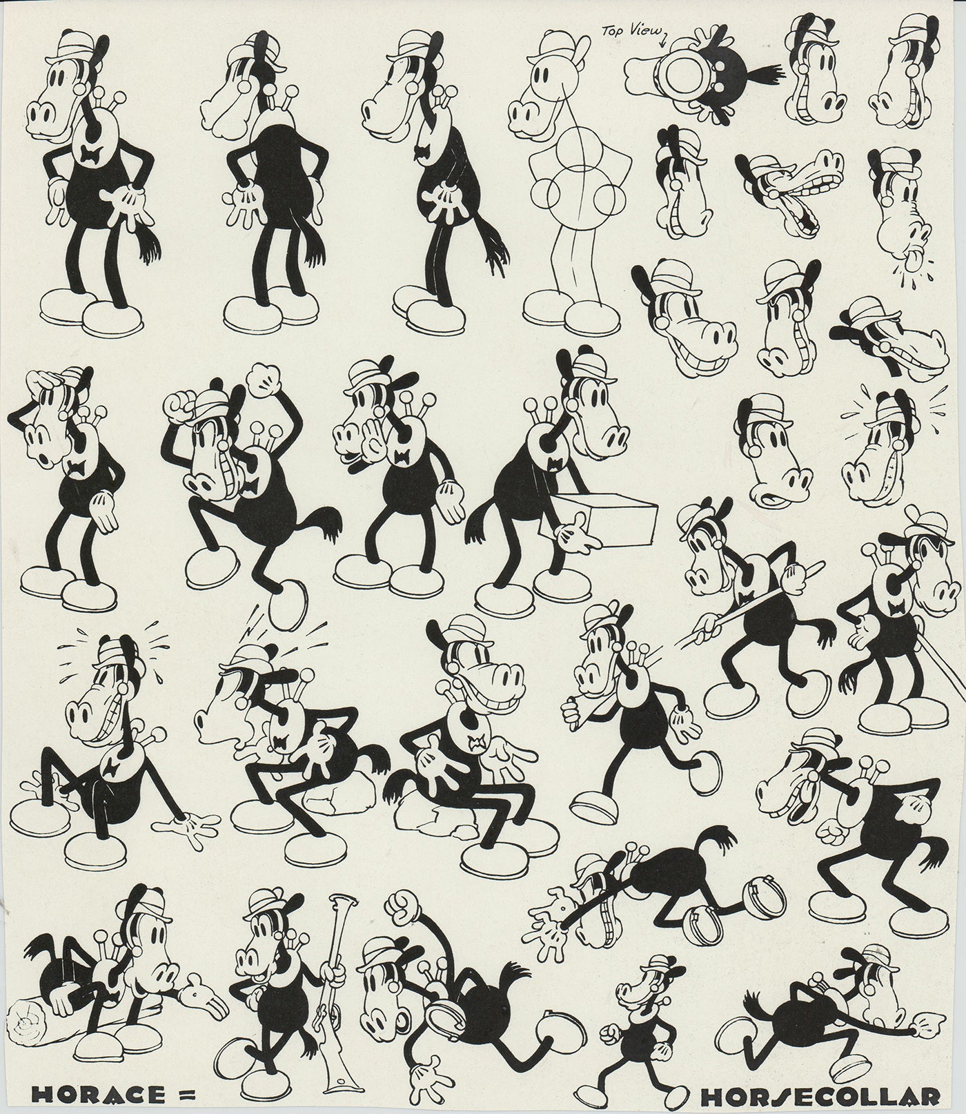 Horace Horsecollar Walt Disney Litho Production Mimeograph Animation Model Sheet A142