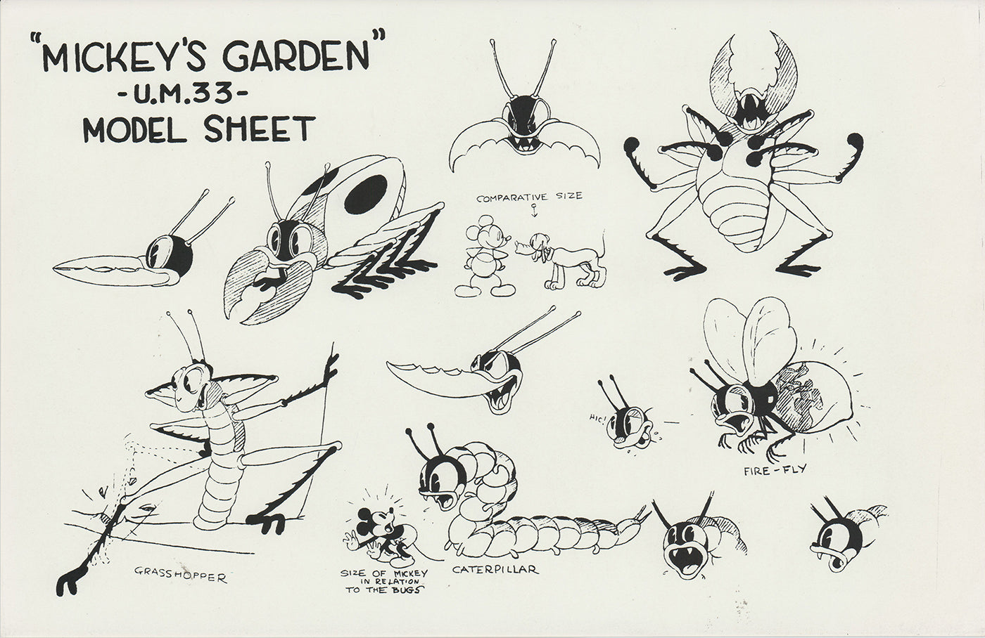 Mickey n Bugs Walt Disney Litho Production Mimeograph Animation Model Sheet A150