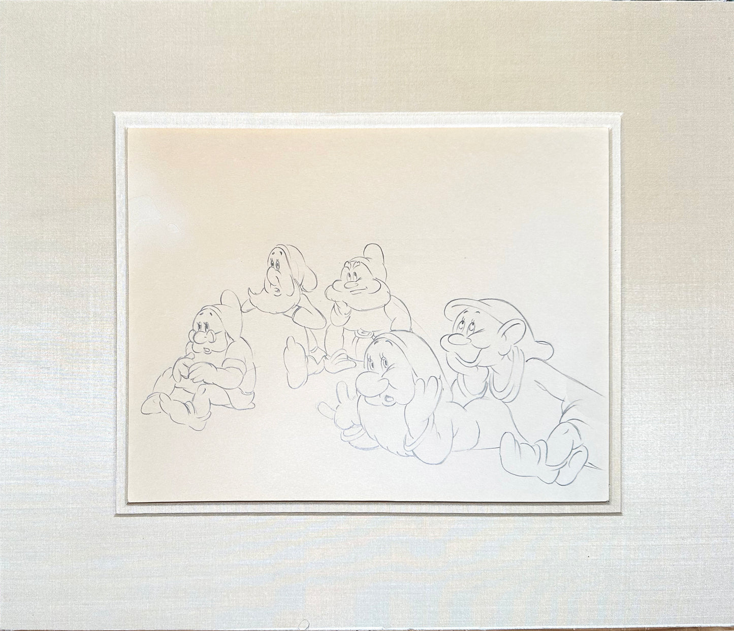 Snow White and the Seven Dwarfs Original Production Animation Cel Drawing from Walt Disney 1937 Matted 5