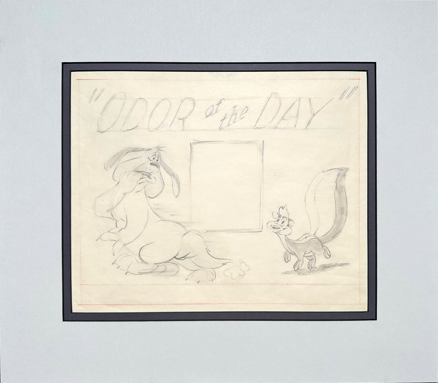 Looney Tunes Title Card Original Drawing Pepe Le Pew Odor of the Day Warner Brothers 1948