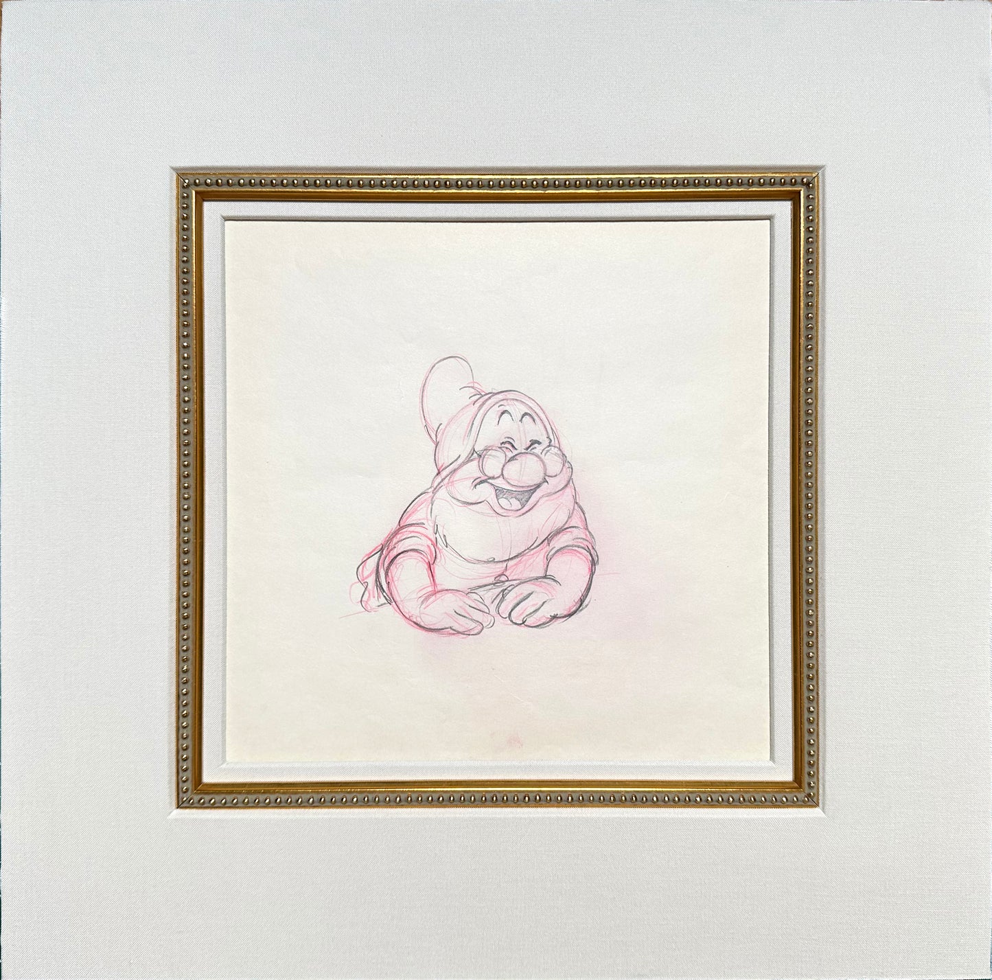 Snow White and the Seven Dwarfs Original Production Animation Cel Drawing of DOC from Walt Disney 1937 Matted