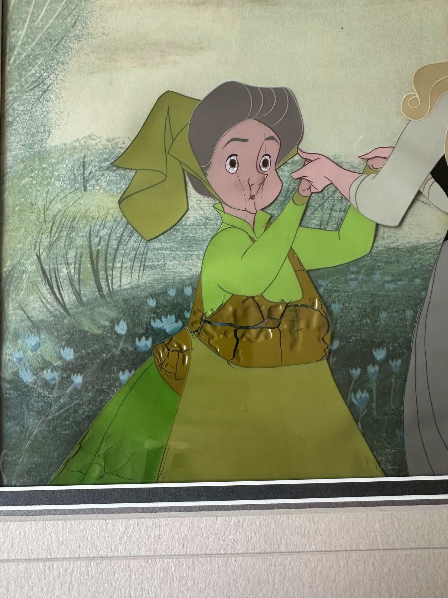 Sleeping Beauty Aurora and Flora Cel Setup from Walt Disney Art Corner Store 1959 with Gold Label Sold at Christies C-KL