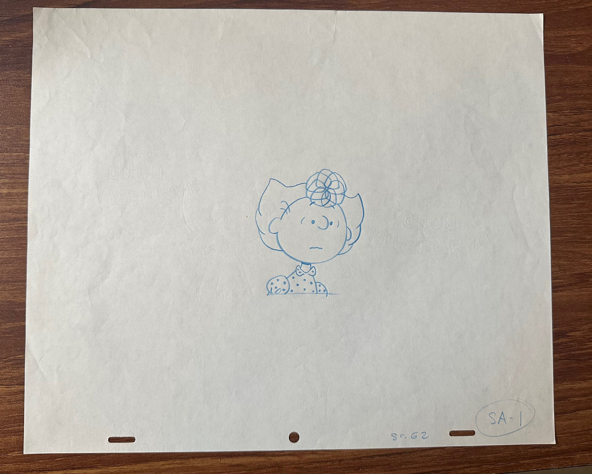 Charlie Brown Be My Valentine Holiday PEANUTS Cel Drawing 1975 Schulz 506