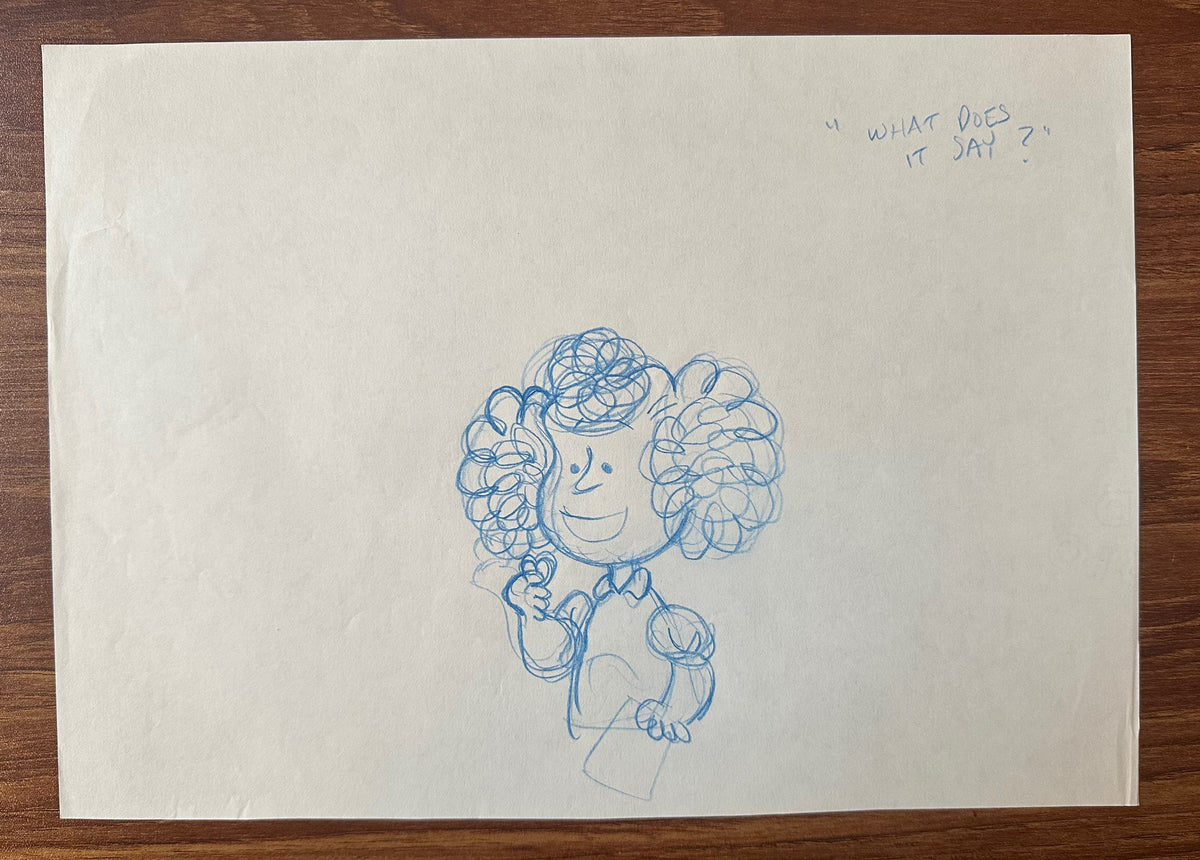 Charlie Brown Be My Valentine Holiday PEANUTS Cel Drawing 1975 Schulz 515