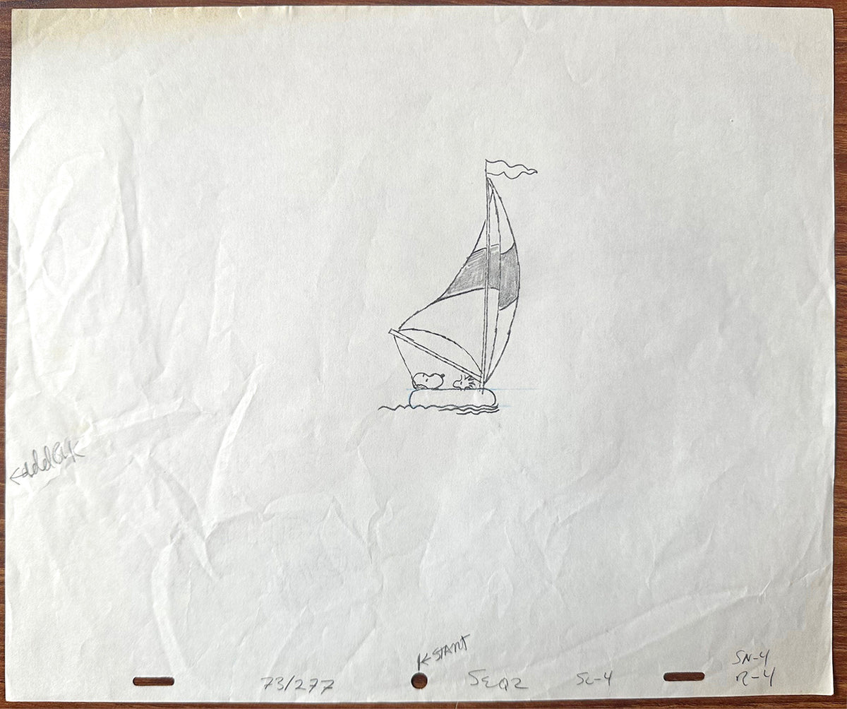 Snoopy Charlie Brown Race for Your Life PEANUTS Cel Drawing 1977 Schulz 534