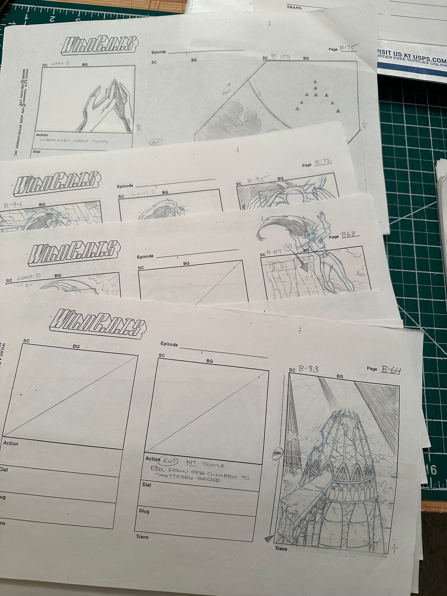 LOT of 114 - Jim Lee Wildcats Production Storyboards Nelvana 1994-5 SEE BELOW