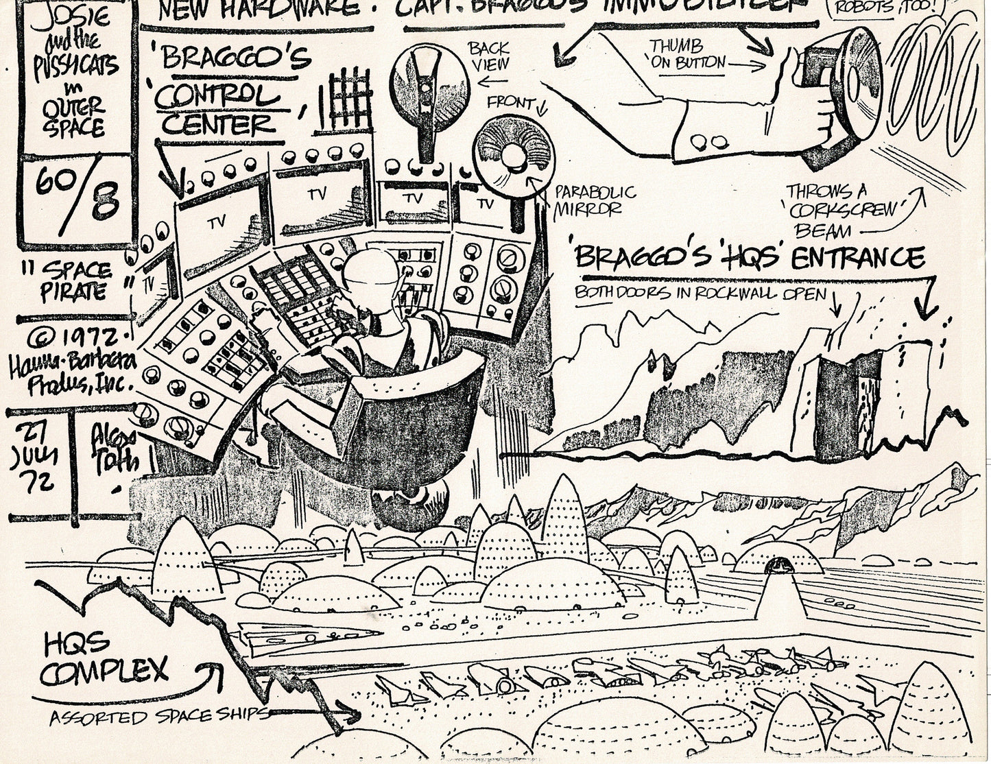 Josie and the Pussycats 1970 Alex Toth Production Model Sheet Copy Lot of 7 Pages from Hanna Barbera