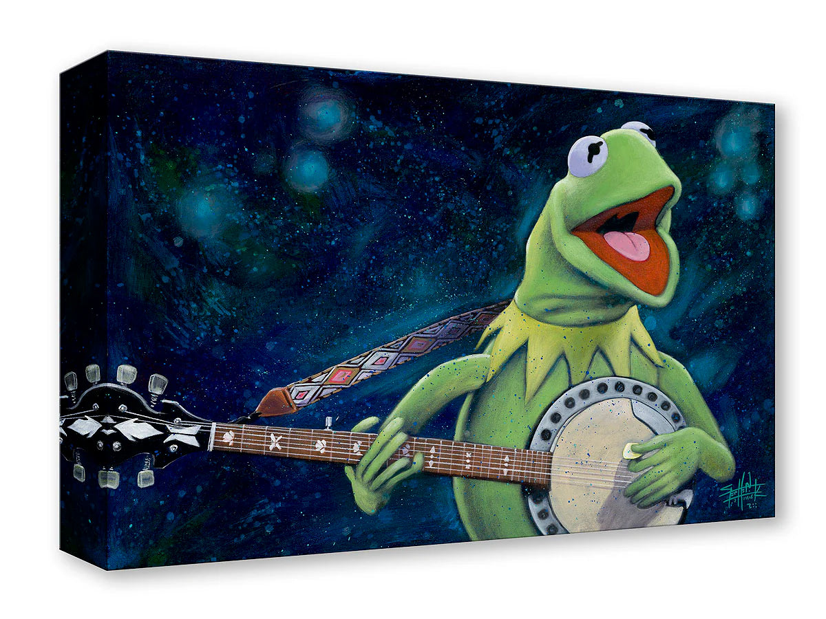 The Muppets Walt Disney Fine Art Stephen Fishwick Limited Edition of 1500 Treasures on Canvas Print TOC "Kermit and his Banjo"