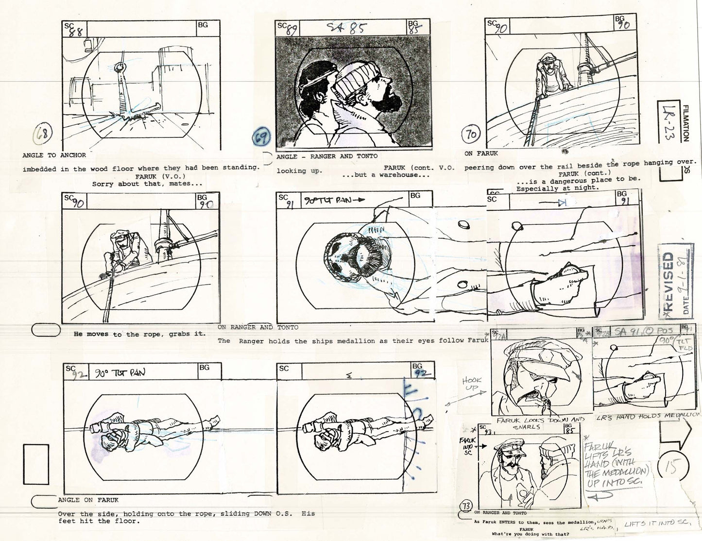 Lone Ranger Western Storyboard Animation Animation Page Filmation 1982 G-016