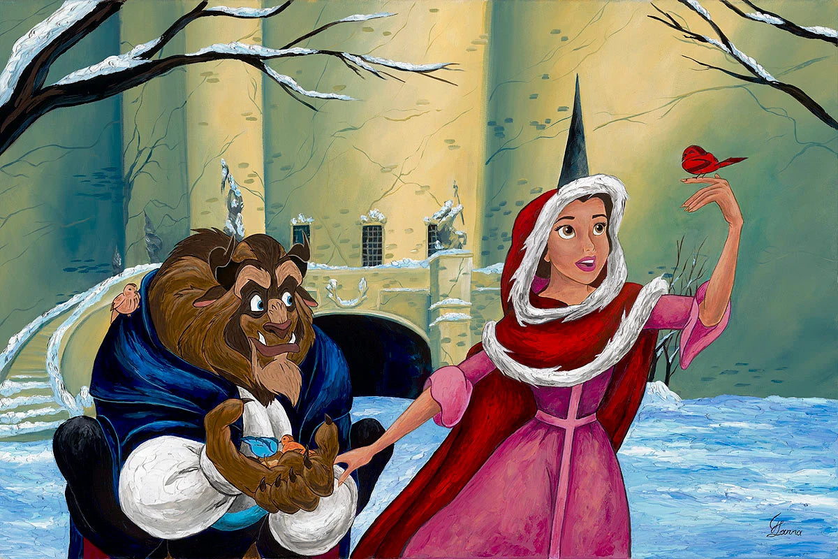 Beauty and the Beast Walt Disney Fine Art Jennifer Lanna Signed Limited Edition of 50 on Canvas "Enchanted Afternoon"